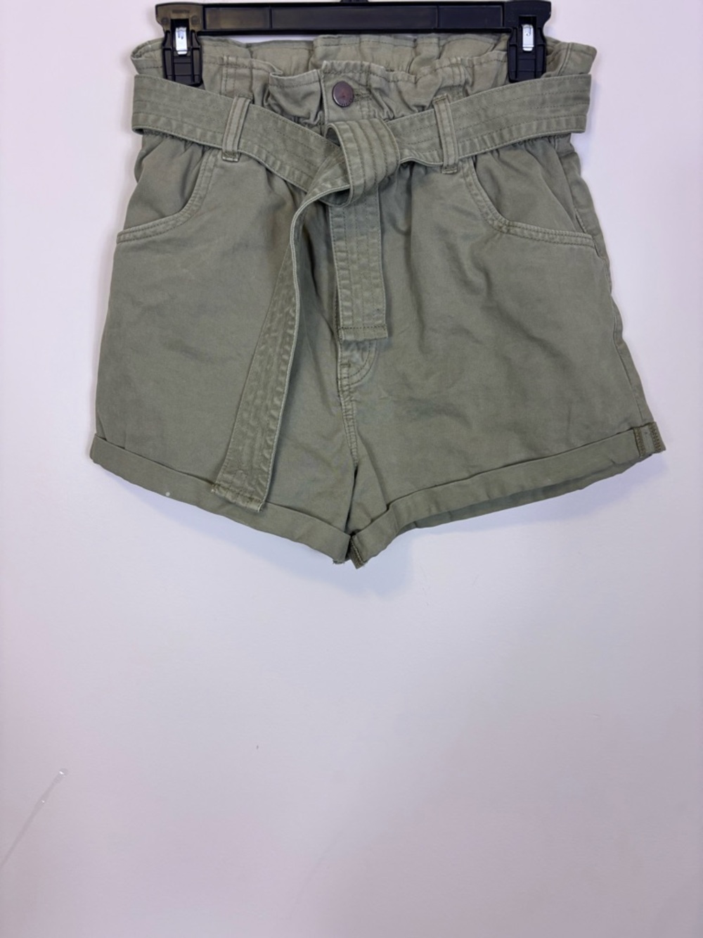 Abercrombie &‎ Fitch Olive High-Waist Paperbag Shorts with Belt Small